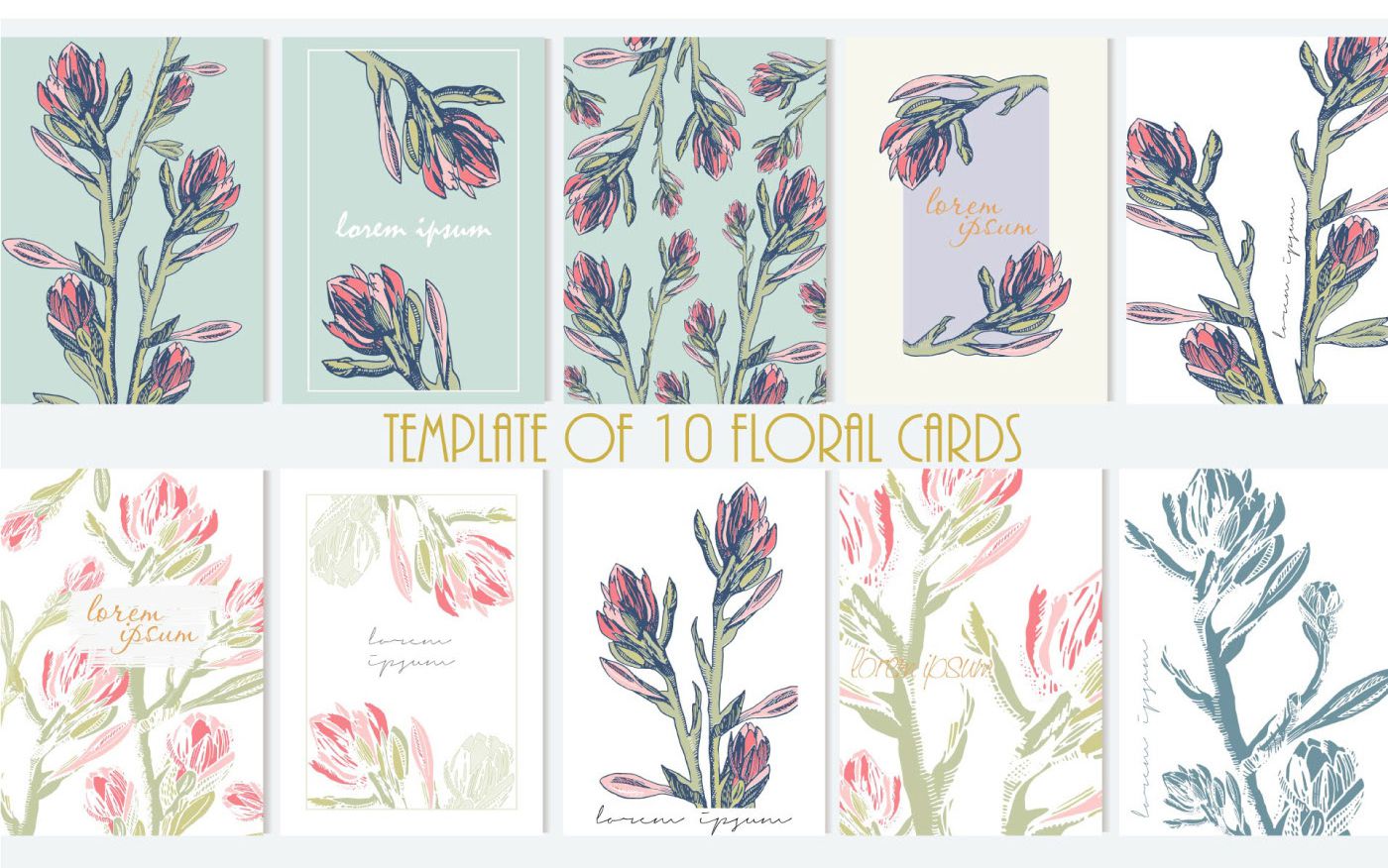 10 Beautiful Floral Cards eps