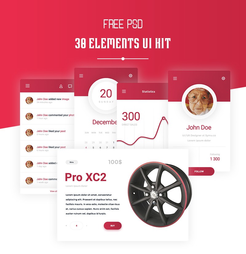 Free 30 Elements UI Kit PSD