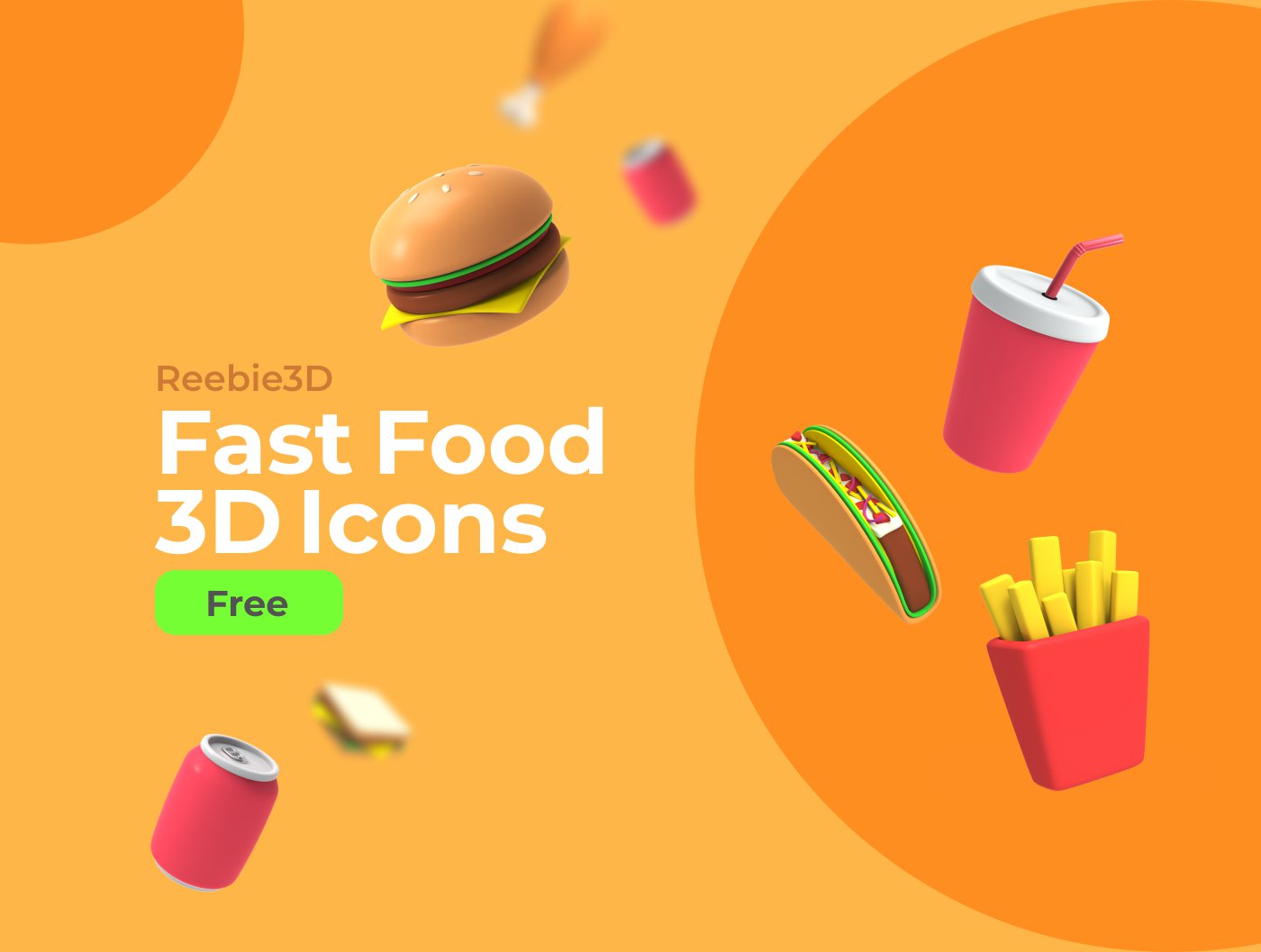 FREE Reebie3D Fast Food 3D Icons