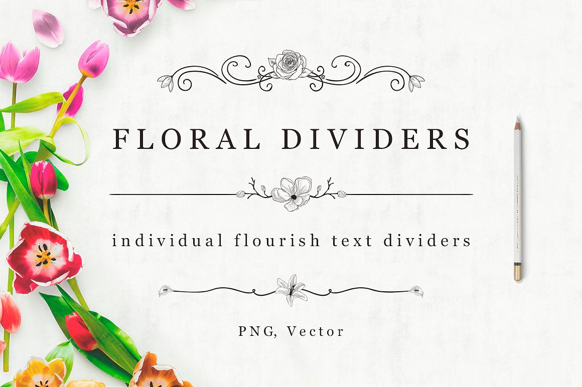 FREE Flourish Text Dividers + Florals illustration