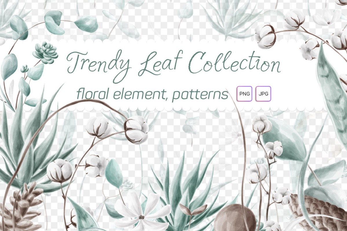 Растровый клипарт Trendy Leaf Collection