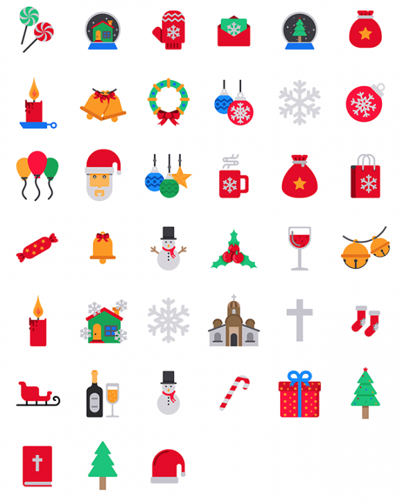 Free 39 Coloured Christmas Icons (.Ai + .Sketch)