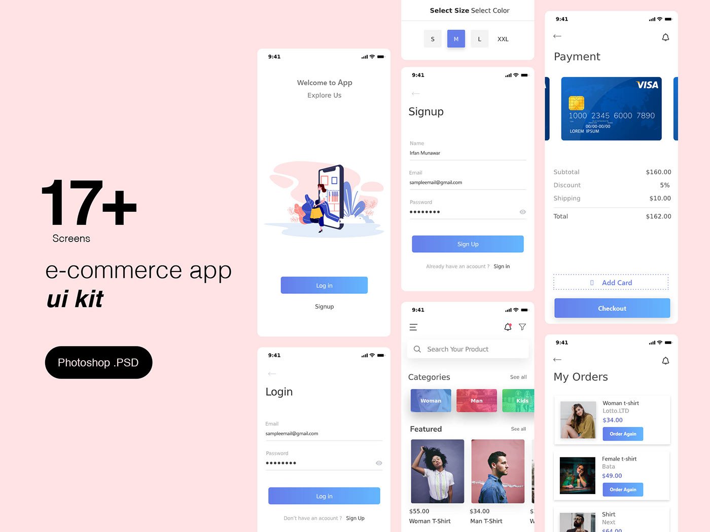 E-commerce App Ui Kit Template PSD