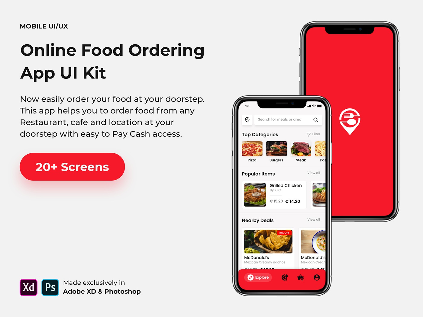 Food Order App Template XD / PSD