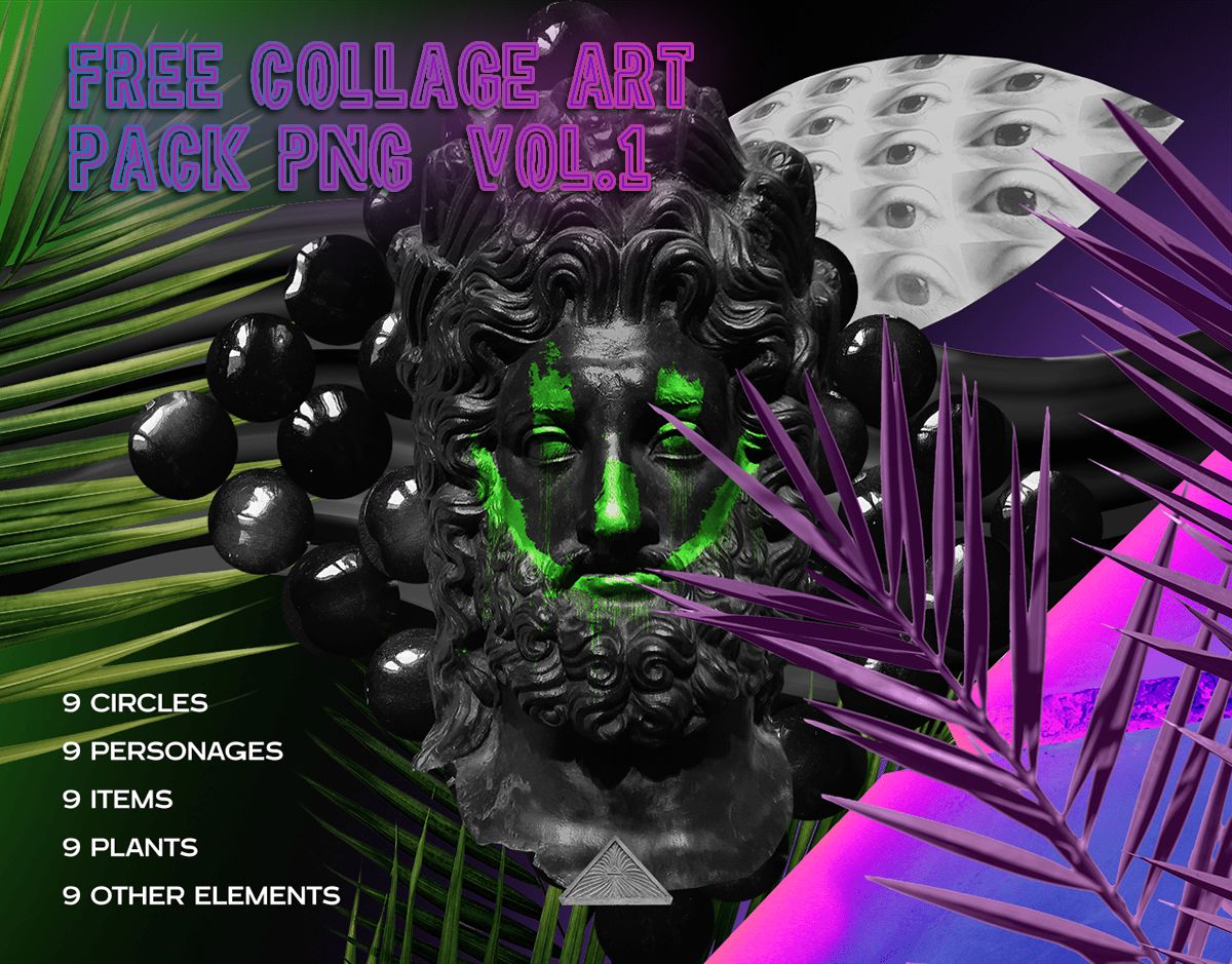 Free Collage art pack PNG vol.1