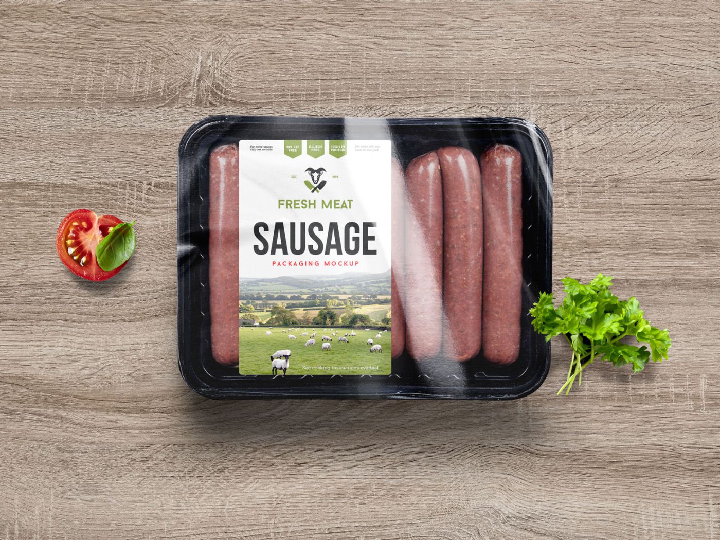 Free Sausage Packaging Mockup PSD