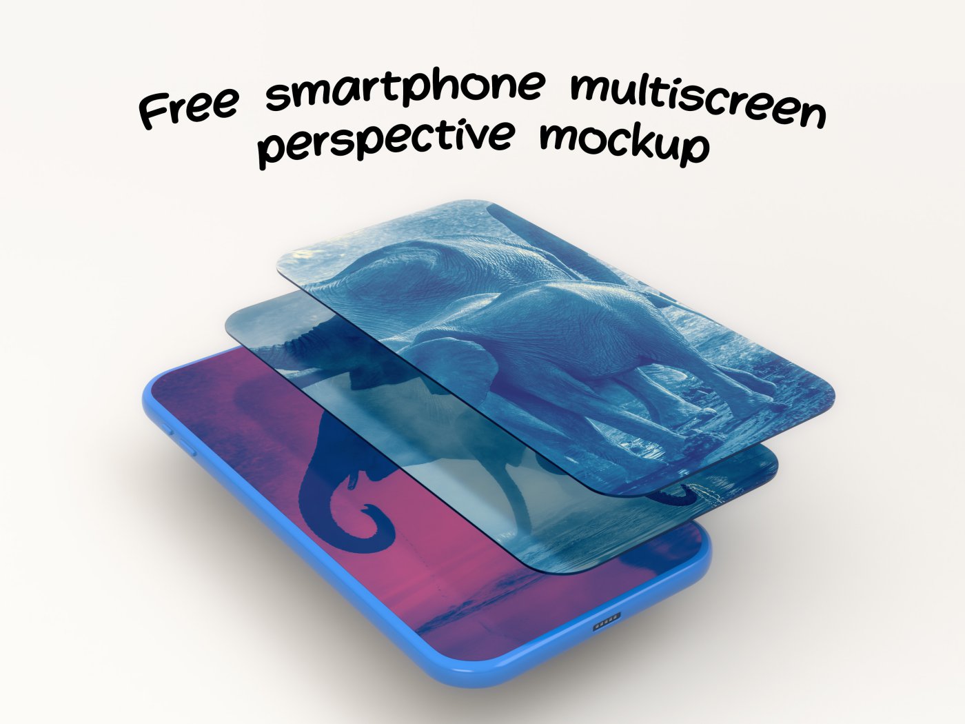 Free Smartphone Multiscreen Perspective Mockup
